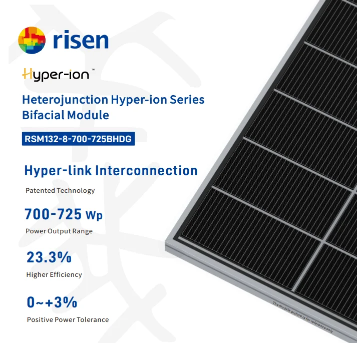 Двойная стеклянная солнечная панель воскрывается 700 Вт RSM132-8-700-725BHDG высокоэффективное стекло N-типа HJT бифациальные солнечные панели
