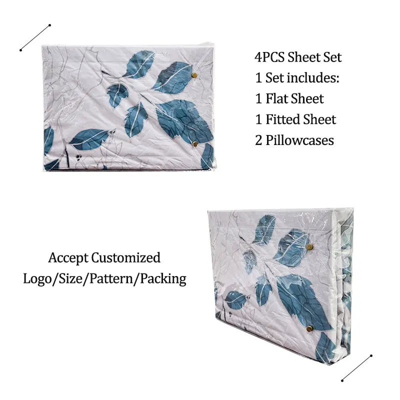 Custom Printed Ultra-Soft Microfiber Sheet Set Beautiful Patterns Drawn From Nature Comfortable All-Season Bedsheets Bed Sheet