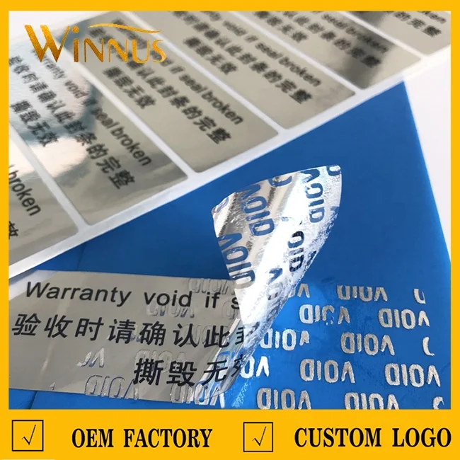 cheap custom printing anti-counterfeit hologram void warranty sticker void if tampered removed seal sticker label