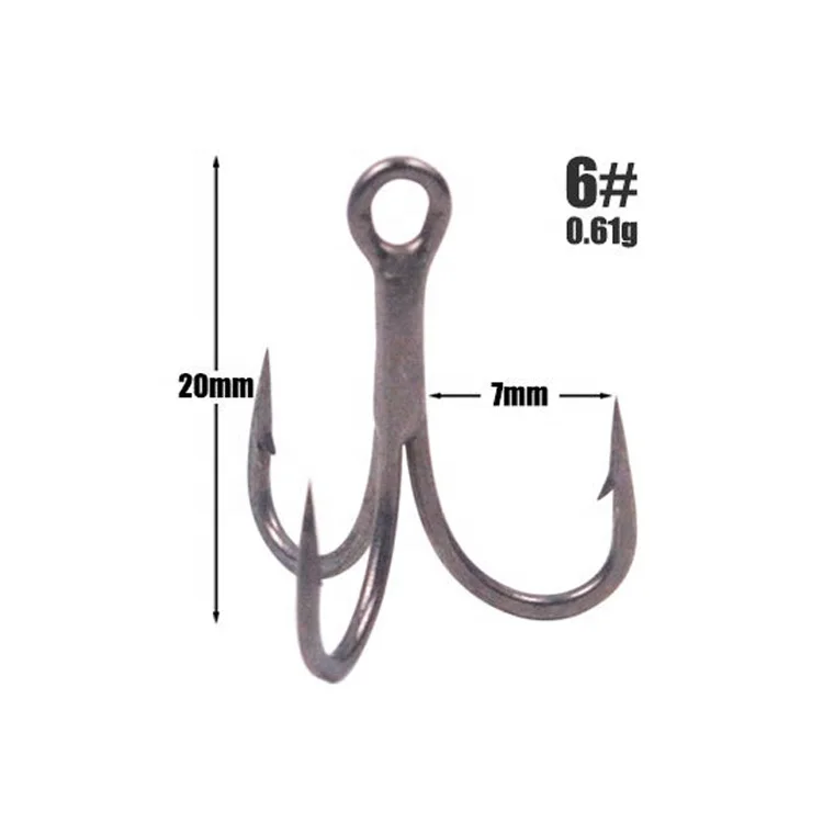 Fishing Treble Hooks 3X Strong Sharp Round Bend 6/8/10 Treblehook for Lures Baits Saltwater Fishing