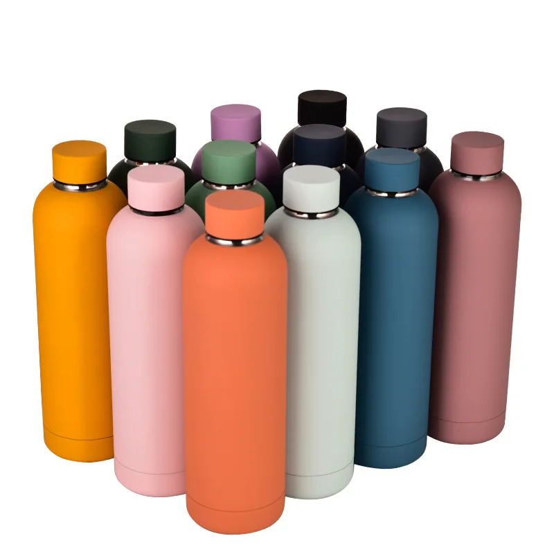 Custom Logo 500ml Double Wall Stainless Steel Tumbler Sports Water Bottle Small Mouth Vacuum Insulated Thermos for