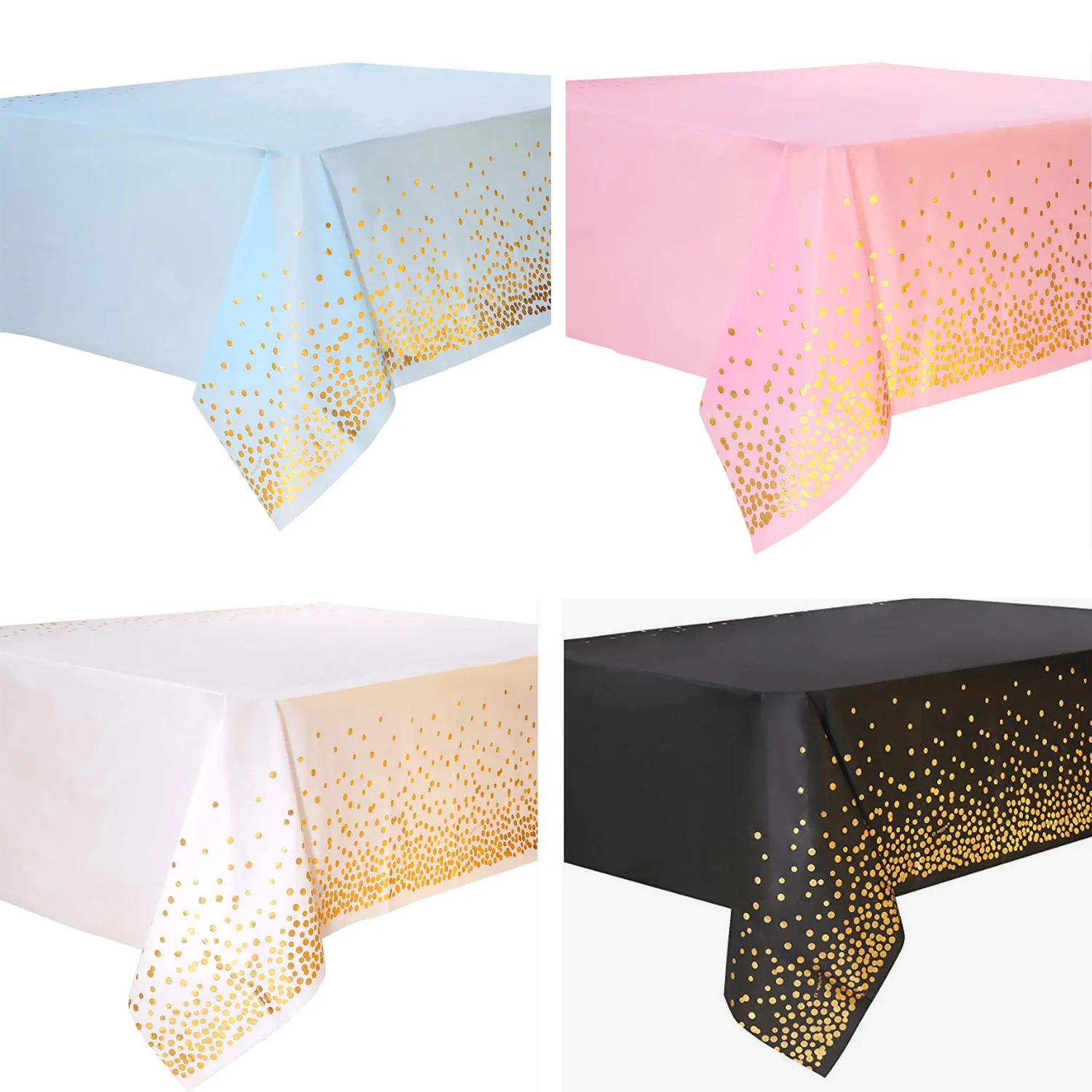 
Gold Dot Confetti Table Cover 137*274CM large size Birthday party supplies pure Light Blue pink table cloth rectangle tablecloth 