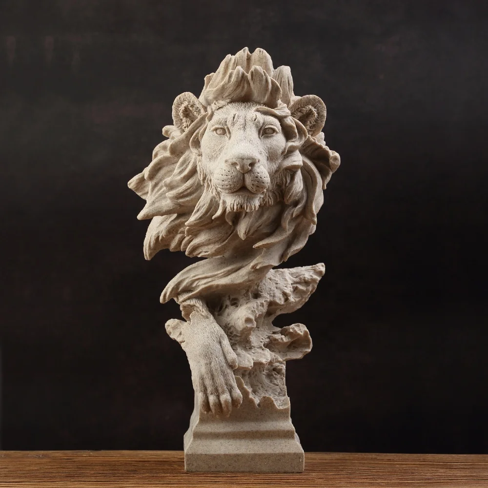 Deer Elephant lion horse Head Animal Resin Sculpture Home Decoration Accessories  Room Decor Resin Animal Head Statue