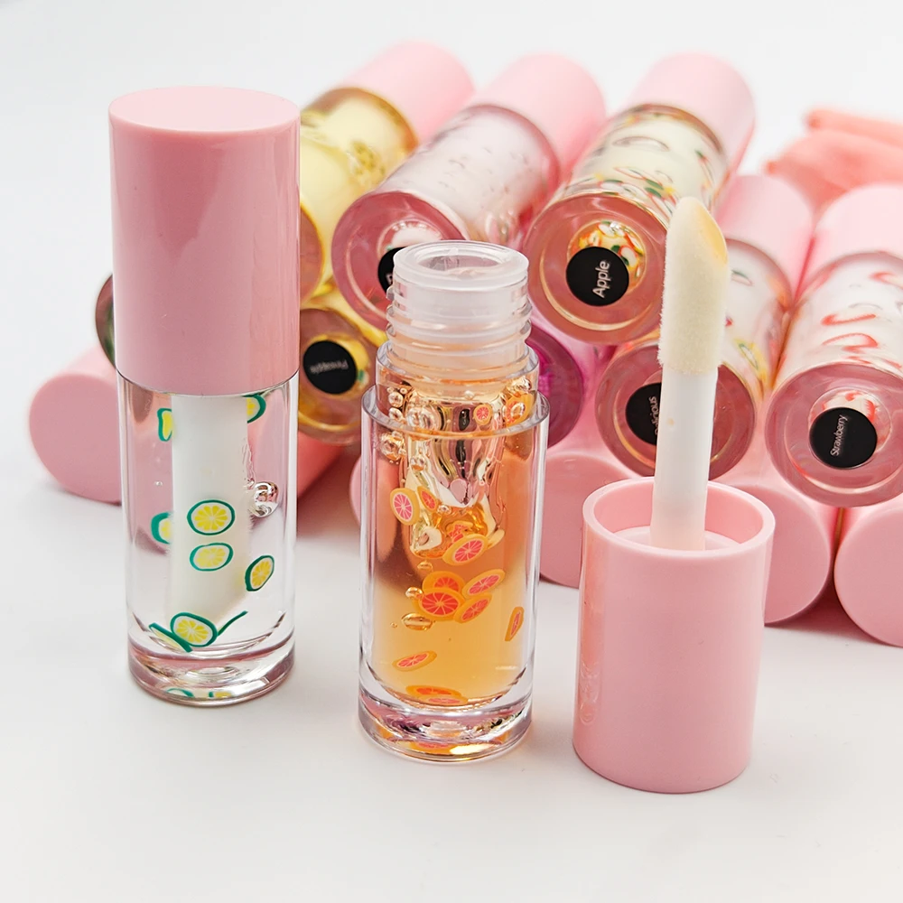 In Stock Private Label Fruit Flavor Lip Oil Non-Sticky Ultra Hydrating and Exfoliating Print Your Own  Logo Personalised Lip Oil