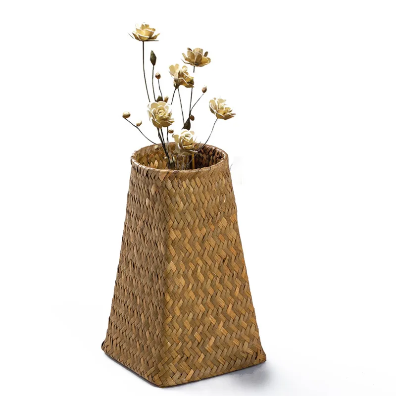 Woven Seagrass Flower Vase HandMade Weed Holder Woven Garden Decoration Vases