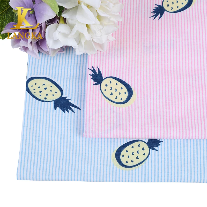 Langka high quality soft 65% cotton 35% poly babies clothes knitted fabric print fabrics