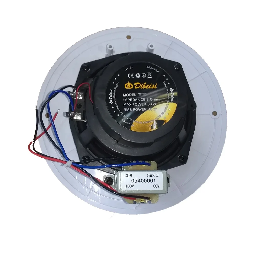 DIBEISI  5.25/6.5/8 inch two way stereo with in ceiling speaker  transformer flush mounted in ceiling speaker professional audio