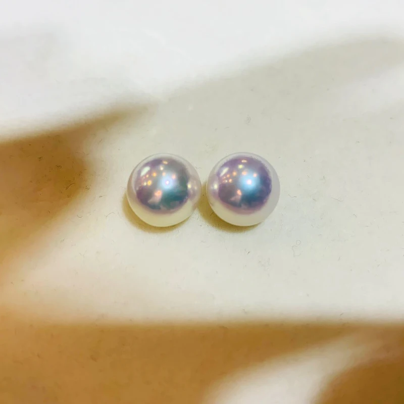 China 4A Akoya Factory Wholesale Culture Perfect Loose Pearls White Round Half Hole Fresh Water Natural Pearl Manufacturer