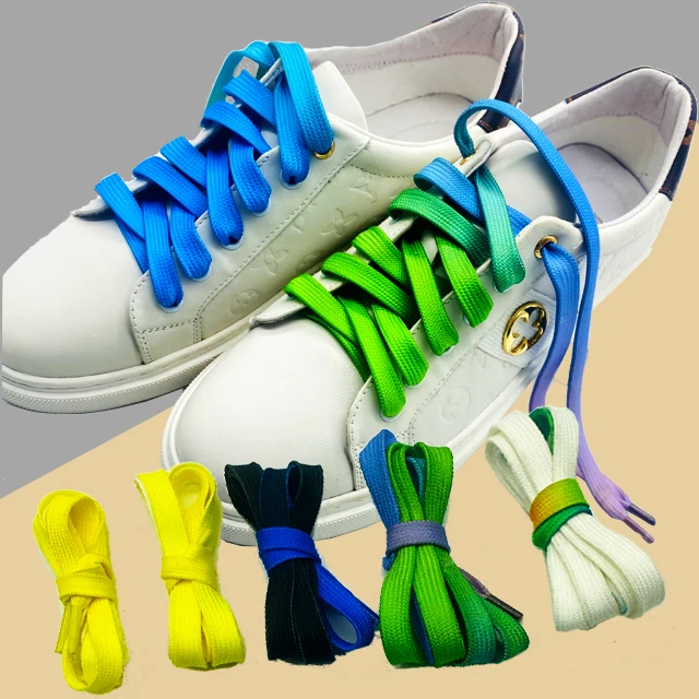 custom  high quality printed multicolor pattern reflective shoelaces braided premium cheap thick flat shoelace