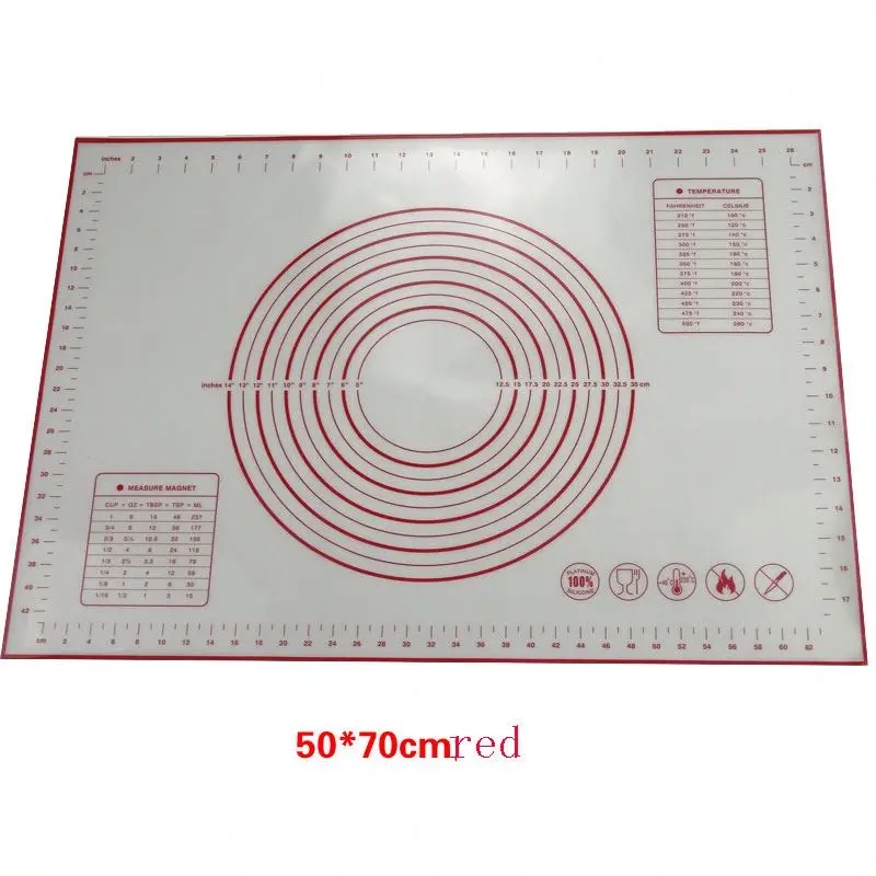 XL size 50x60cm nonstick nonslip silicone dough mat with measuring marks silicone dough rolling sheet for pie and pizza