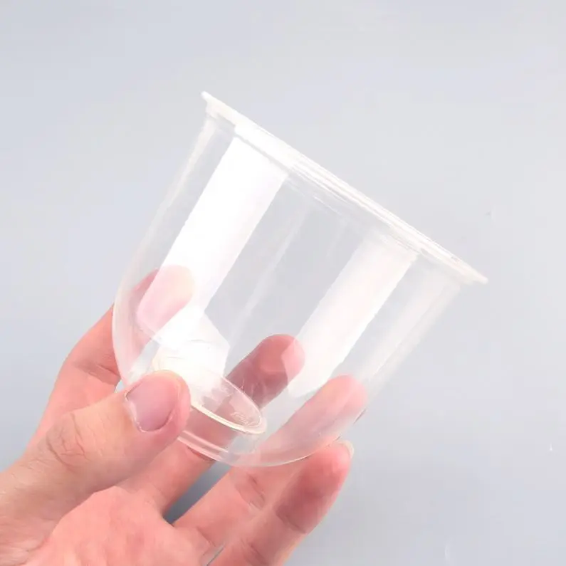 Customize Logo Printing  Milkshake Cups Clear Disposable Compostable PET Biodegradable Cups Transparent