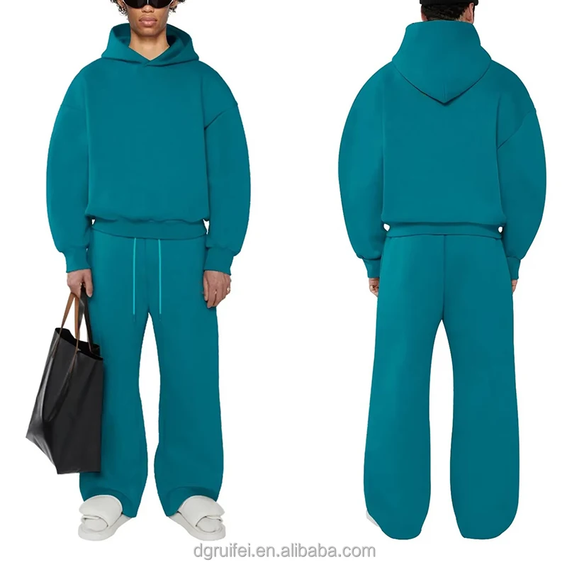 Manufacturer Custom Sweatsuit Blank Heavy Fleece Cotton High Quality Zip up Hoodie and Sweatpants Set Men Tracksuit