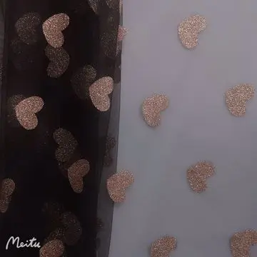 HG0314 2021 Girls Skirt Shiny Nylon 3.5CM Big Love Print Glitter glitter tulle fabric