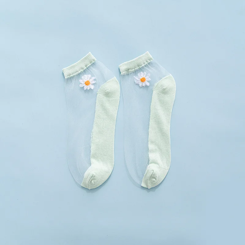 New Arrival Summer Pilates Socks Lace See Through Crew Woman Sheer Silk Transparent Socks