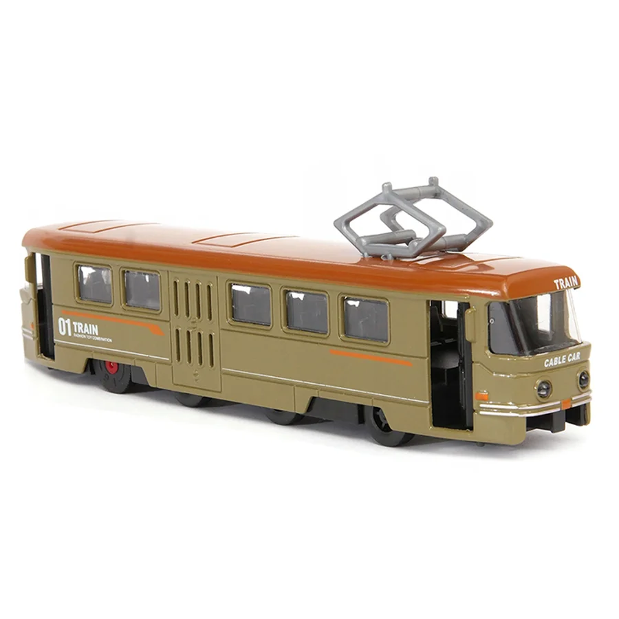 Alloy Diecast Model Car Light Music Pull Back Tour Bus Toy Alloy Train for Kids Autobus de Juguete