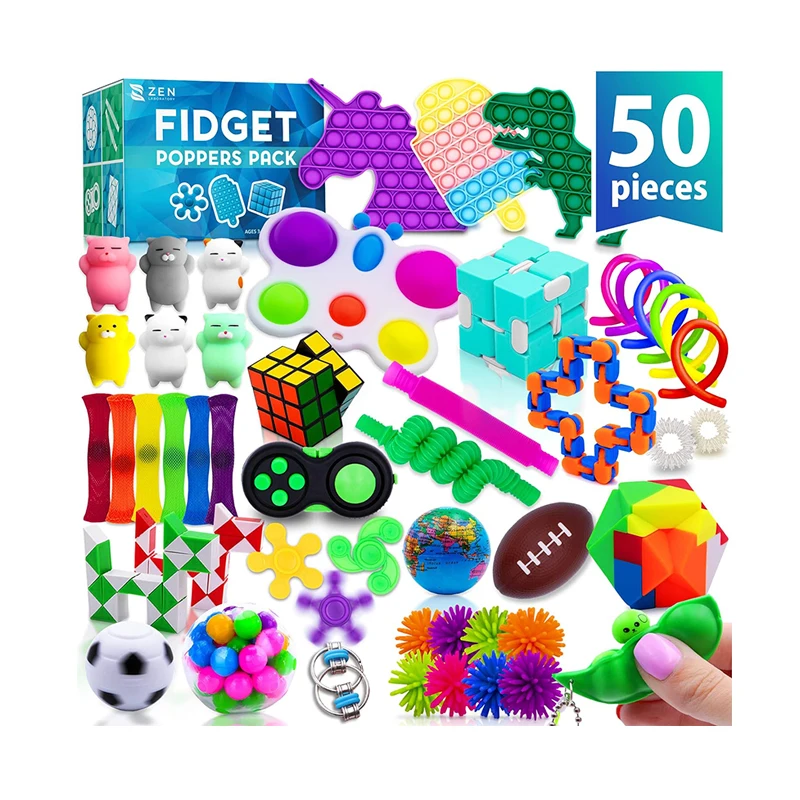 50 Pcs Fidget Toys Pack Autism Autistic Children Adults Stress Relief Sensory Toy  ADHD Toys for Classroom Treasure Box Prizes
