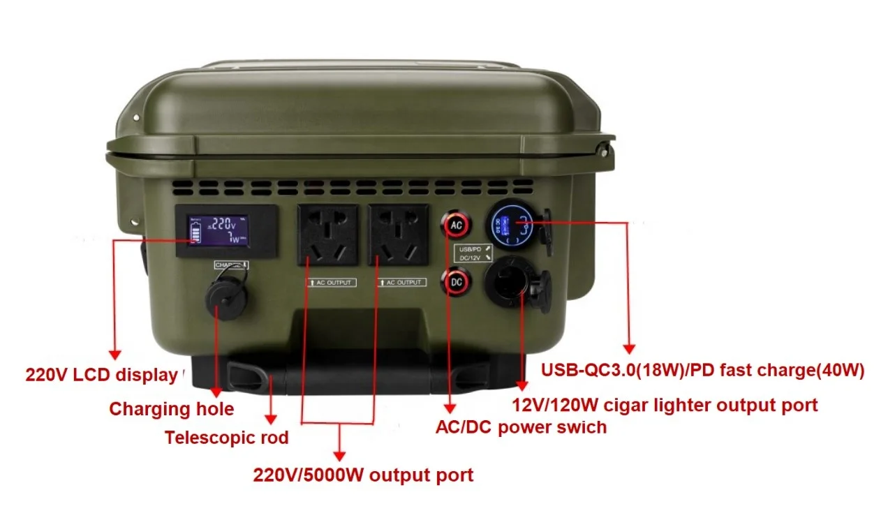 AC 220v 5000 watts 3127wh solar power generator outdoor camping 5kw powerful power station