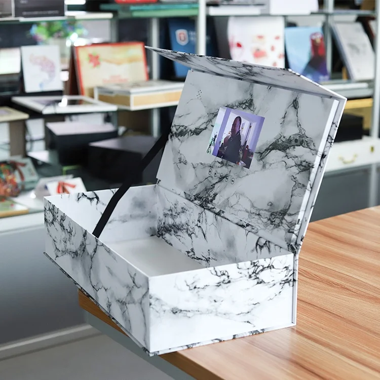 Best price customized jewel watch flower video case 7 inch LCD display cosmetics box for birthday gift set anniversary