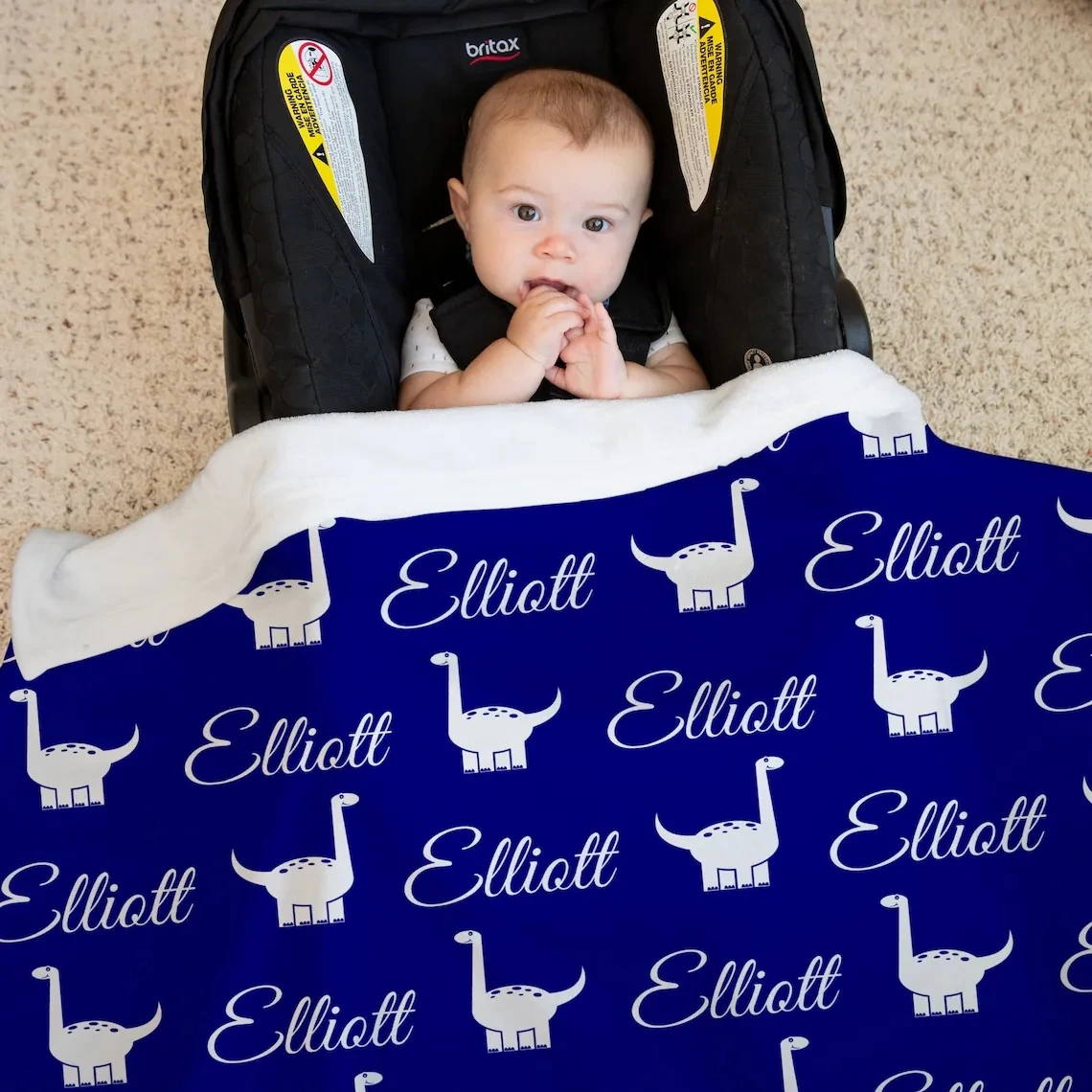 Personalized Baby Blankets with Name and Icon for Girls and Boys - Custom Baby Shower Gift, Plush Minky Blanket
