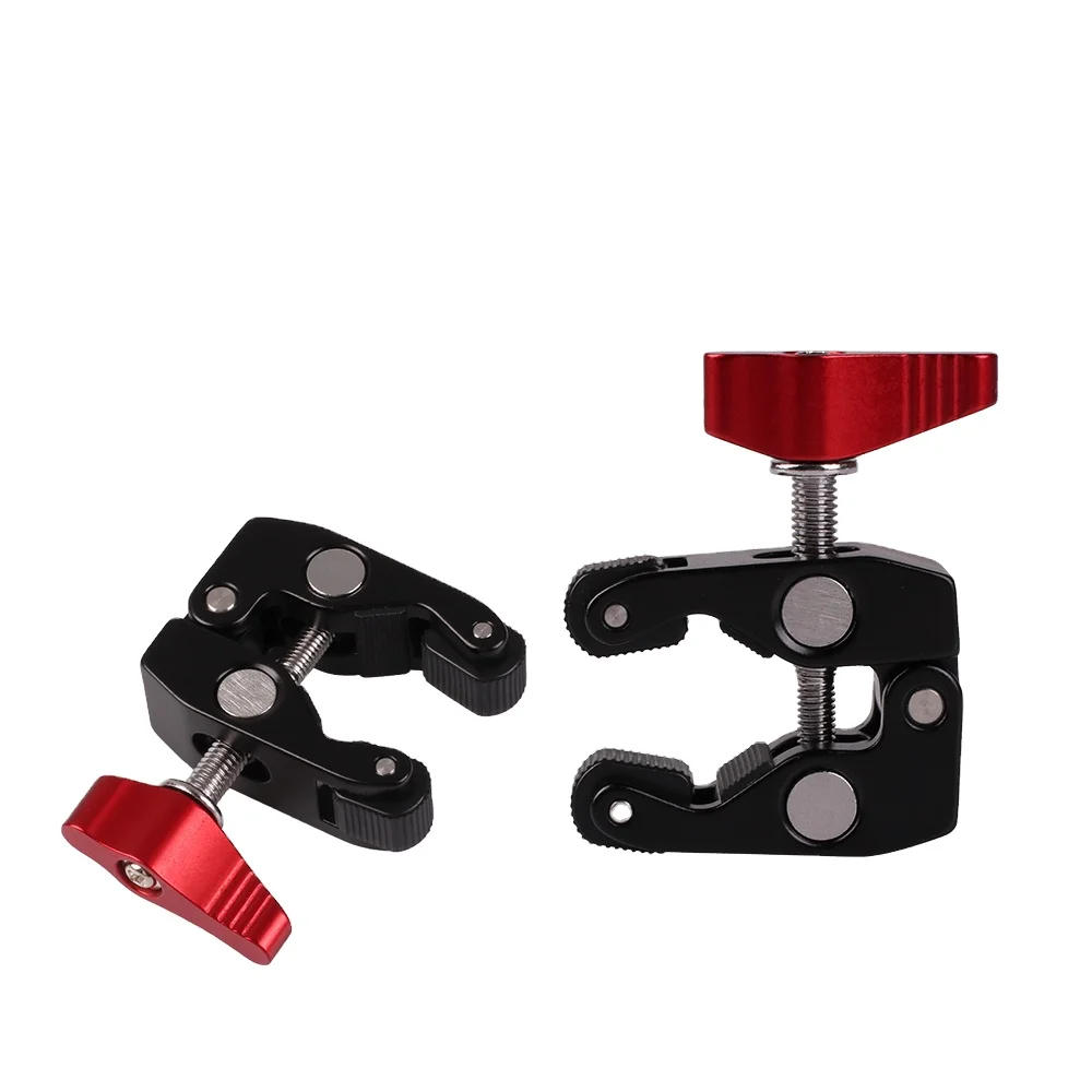 Kaliou J026 Red Crab Clamp With Black Aluminium Alloy Unc 1/4 And 3/8 Screw Hole For Magic Arm Photo Studio Accessories