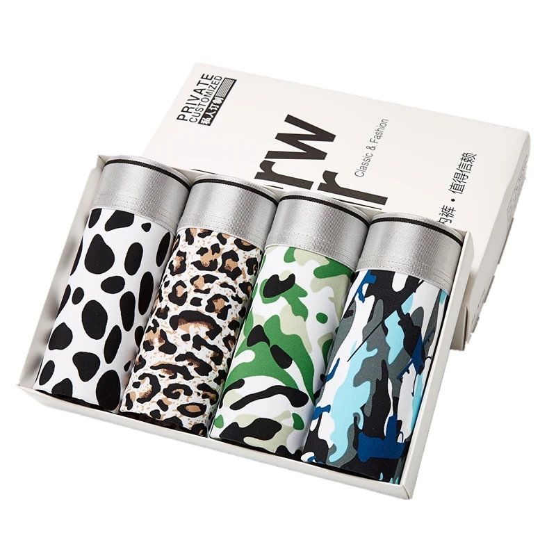 Hot sell Plus Sizes Ice Silk Underwear Boxes Male Breathable Low-Cut Young Men Sexy Underwear