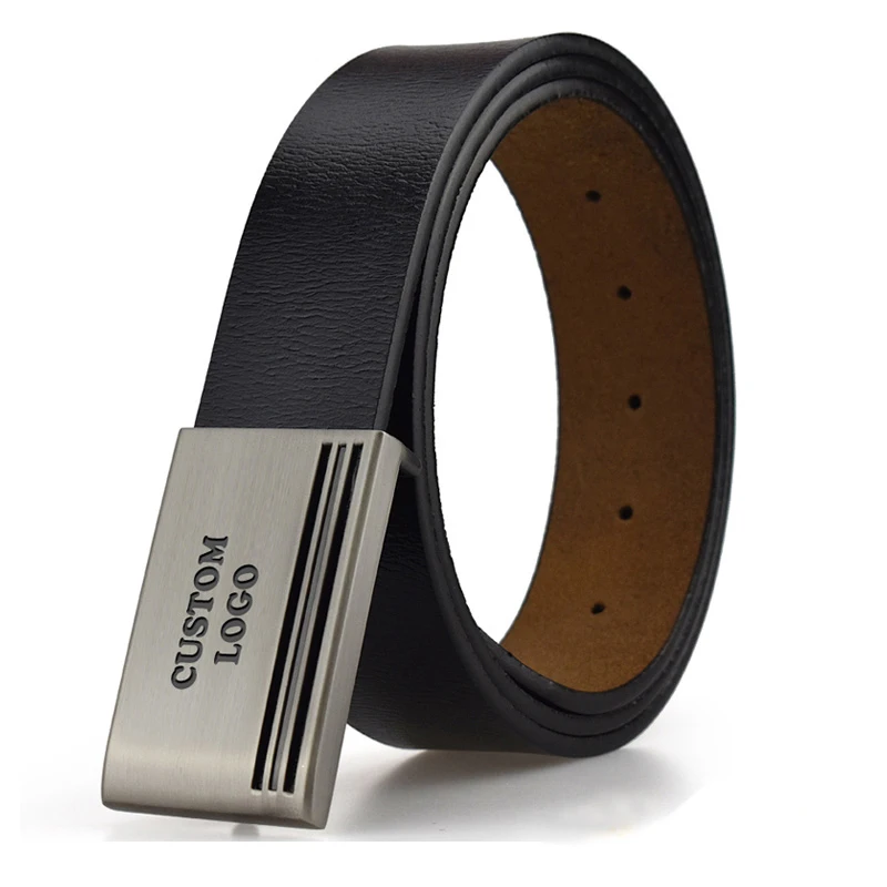 Hot Selling Fashion Men Belt PU leather Flat Buckle High Quality Leather Belt