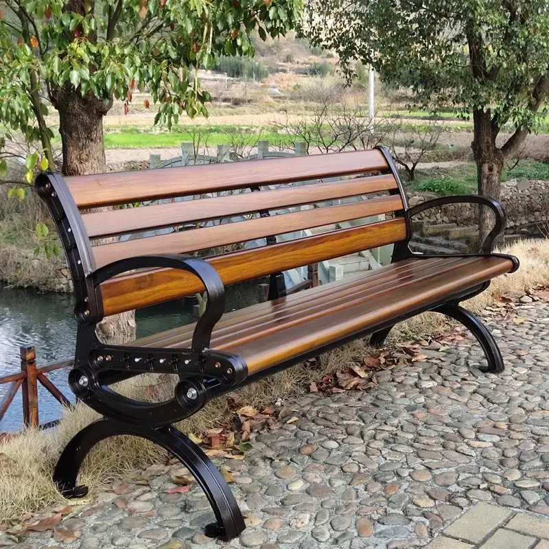 Luxury garden furniture rustic outdoor commercial park bench seat wood plastic composite public chair bench with or without back