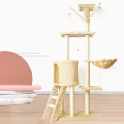 Wooden Cat Scratch Tree Cute Cat Tree Tower House Condo Wood Cat Tree