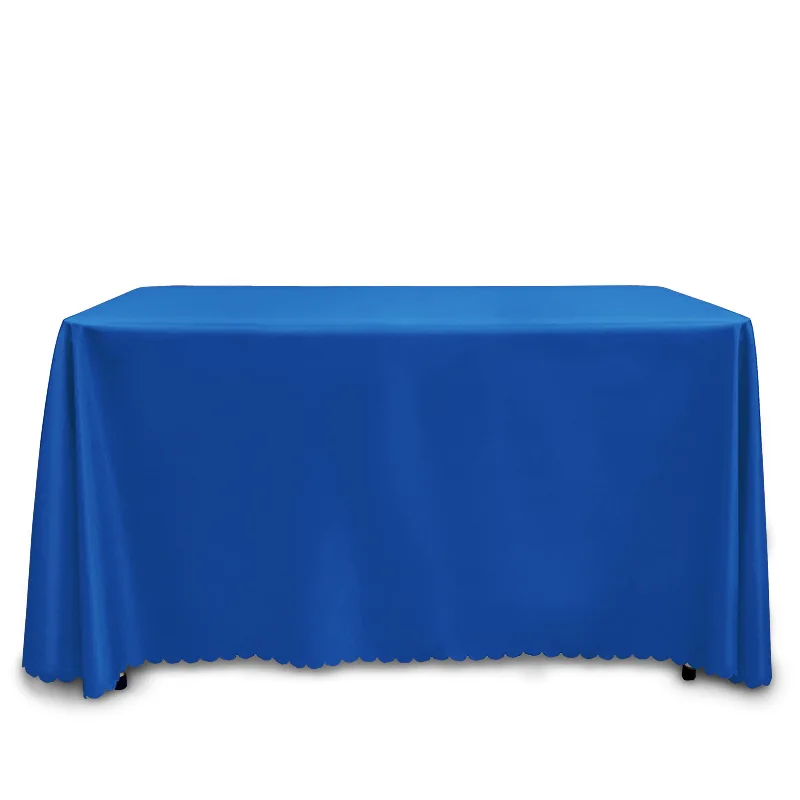 Custom Logo Design Solid Color Plain Rectangle Navy Blue Party Banquet Table Cloth Table Cover
