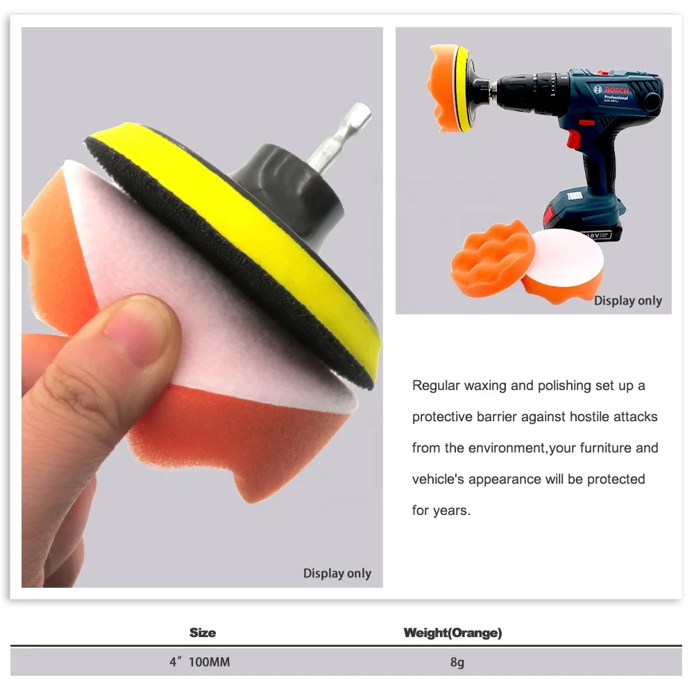 High Quality 4 Inch 100mm Hook and Loop Orange Waffle Buffing Pad Orange Sponge Polishing Sanding Pad for Car Care