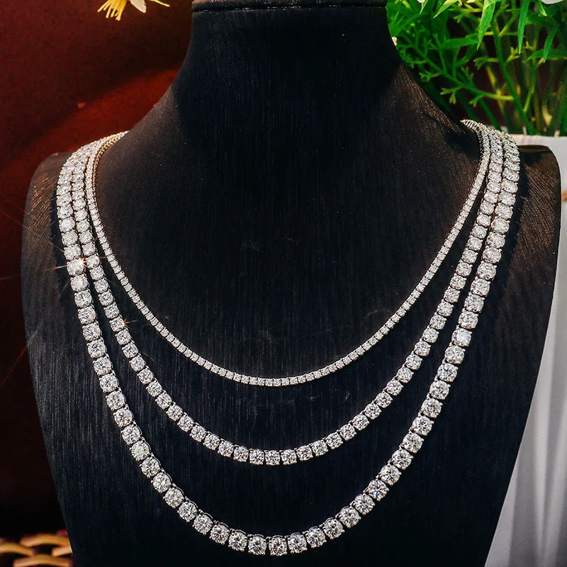 Drop shipping GRA certificated sterling silver tennis bracelet 2mm 3mm 4mm 5mm 6.5mm vvs moissanite tennis chain necklace