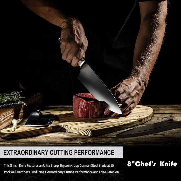 8inch Premium German Stainless Steel Pakka Wood Handle Cleaver Kitchen Chef Knife