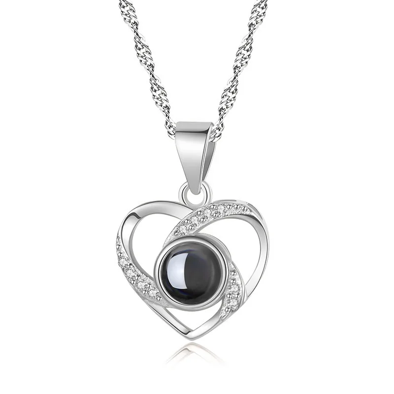 Tik Tok Heart Crystal I Love You In 100 Languages Necklace Women