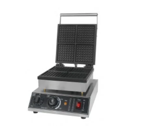 4-compartment Square Waffle Furnace 7*7 Teeth Counter Top Commercial Used indoor Outdoor Bakery Industrial Machine for Waffle