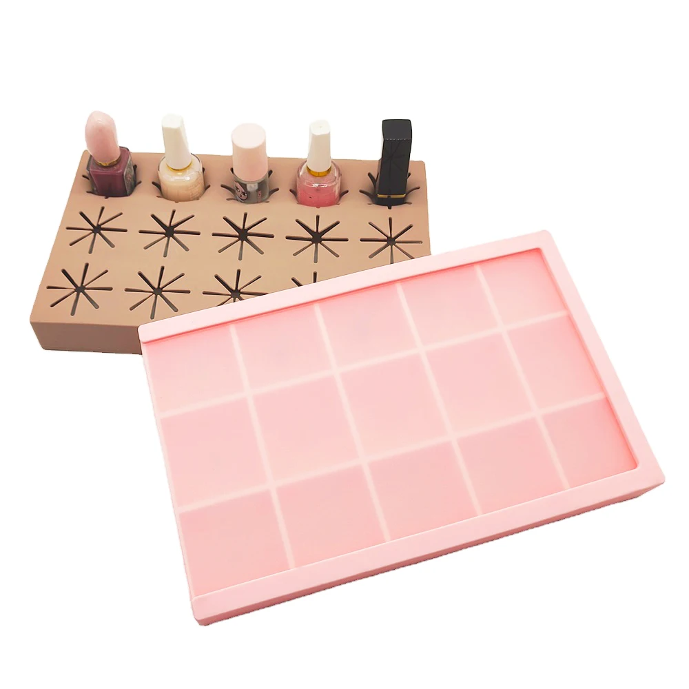 New Silicone Cosmetic Make up Brush Nail Polish Lipstick Organizer Storage Box Holder Case with Transparent Lid