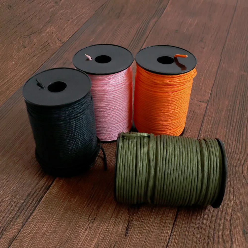 Type  II  Paracord 3-Strand Core 2.5mm Diameter High Strength Nylon Rope Polyester Parachute Cord Multiple Colors & Sizes