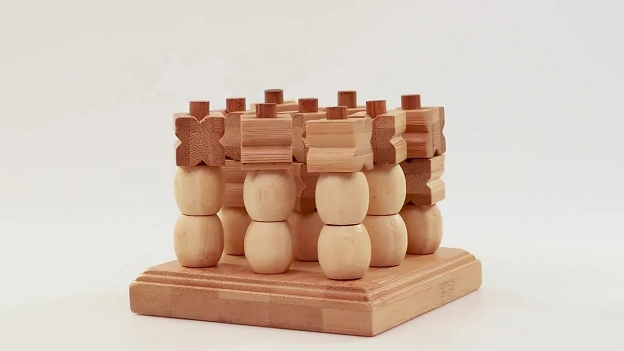 C04092 family game XO checkerboard bamboo board games  wooden tic tac toe wooden nought and crosses puzzle wooden OX game