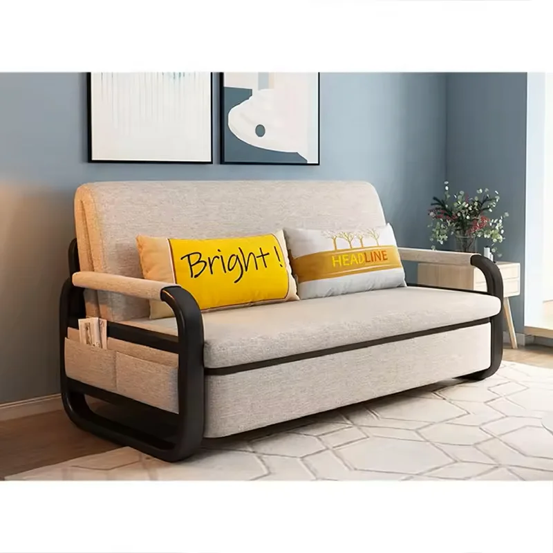 Modern Style Folding Living Room Furniture Set, High Quality Pull Out Folding Simplicity Fabric Sofa Bed