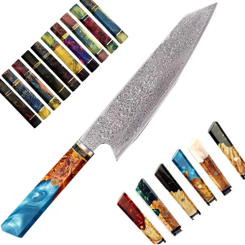 Слишком много стилей, янтарный лучший 8 дюймов ручной работы 67 слоев vg10 японский дамасский кухонный поварский нож с ручкой из эпоксидной смолы