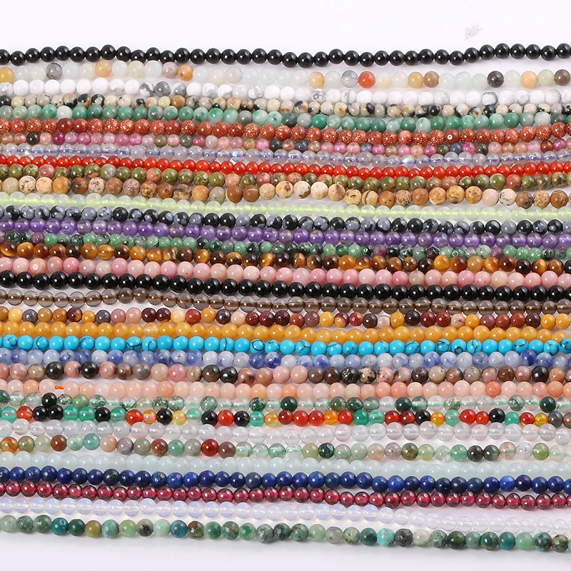 Natural Beaded Turquoise Gemstone Beads Round Small 3mm