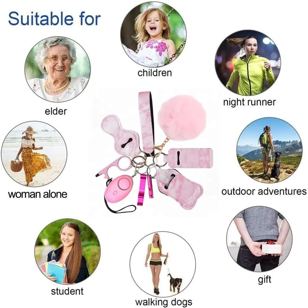 Supply Rhinestone Plastic Spray Bottle Supplies Personal Alarm Accessories Women Safety Keychain Products  Self Defense Keychain