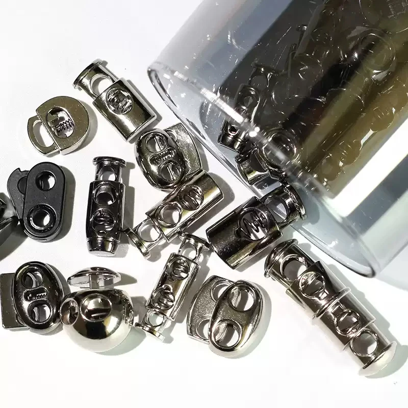 Free Sample Twisted Cotton Draw Cord with Zinc Alloy Metal Tip and round Aglet Button Plated Cord End with Cord Lock