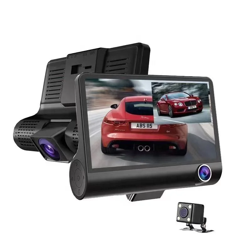 Three Cameras dashboard Camera car Black Box Dash Cam Video Recorder Car DVR With