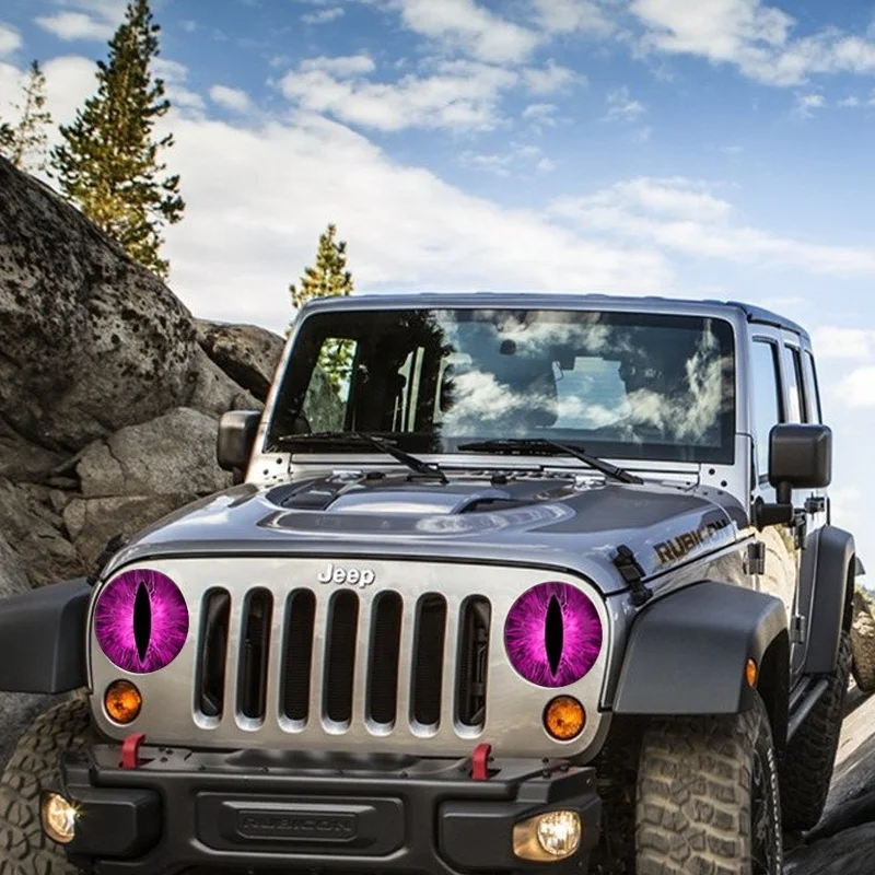 2Pcs Beast Eyes Headlight Decals 3D Eyes Car Stickers Round Headlight Decal for Truck Car Body Window Bumper