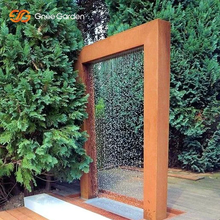 Customize Decoration Garden Water Cycling Modern Metal Rain Curtain Corten Steel Water Feature