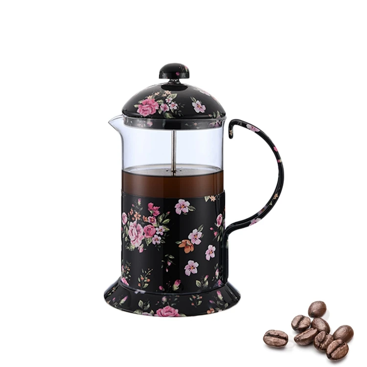 
 Кофеварка портативная напольная металлическая стеклянная французская пресс колба черная  