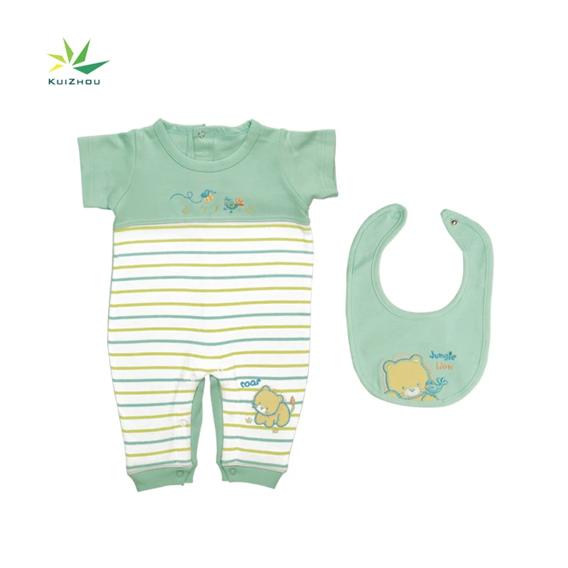 
Good Quality Summer Baby Boy Girl Bib Romper Clothes 2pcs Sets Newborn Organic Cotton Babies Clothing 