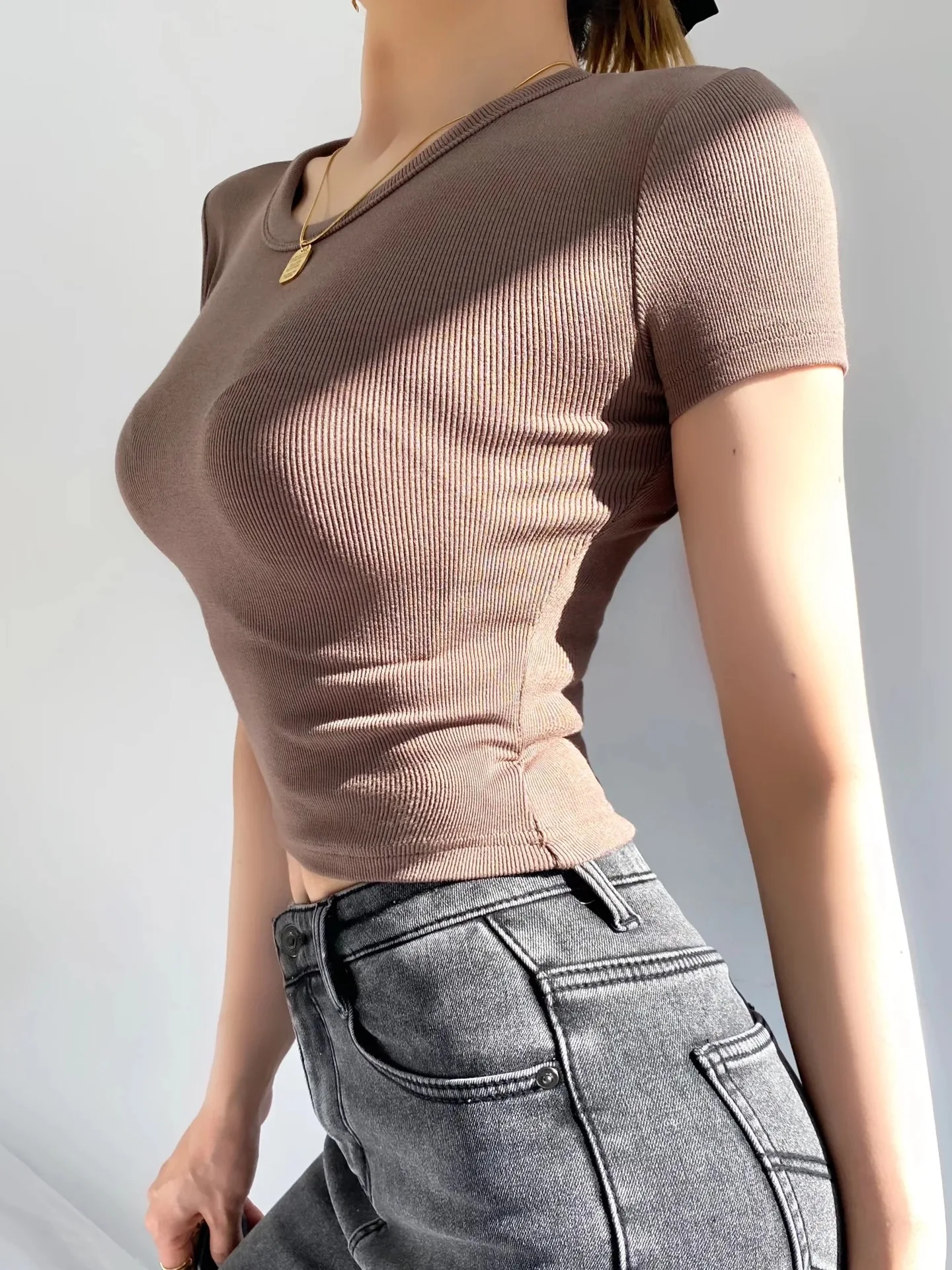 Custom Baby Y2k Tee T-Shirt Cropped Ladies Screen Print Blank Cotton Fitted Tee T Shirt Top Hip Hop Women White Tshirt Crop Top