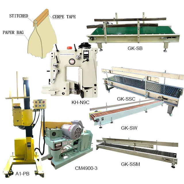 Keestar open top trimming and crepe tape feeding bag closing machine KH-N9C/UC+A1-PB/GK-LB+CM4900-3+GK-SB/SS/SW