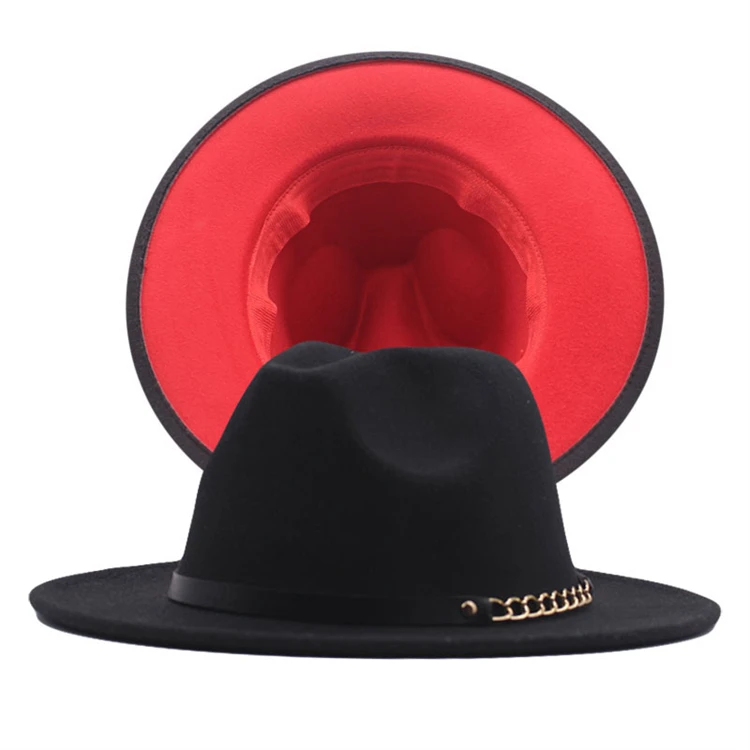 Wholesale Fedora Hats Women Wool Wide Brim Fedora 2 Two Tone Hats Fedora Men and Women